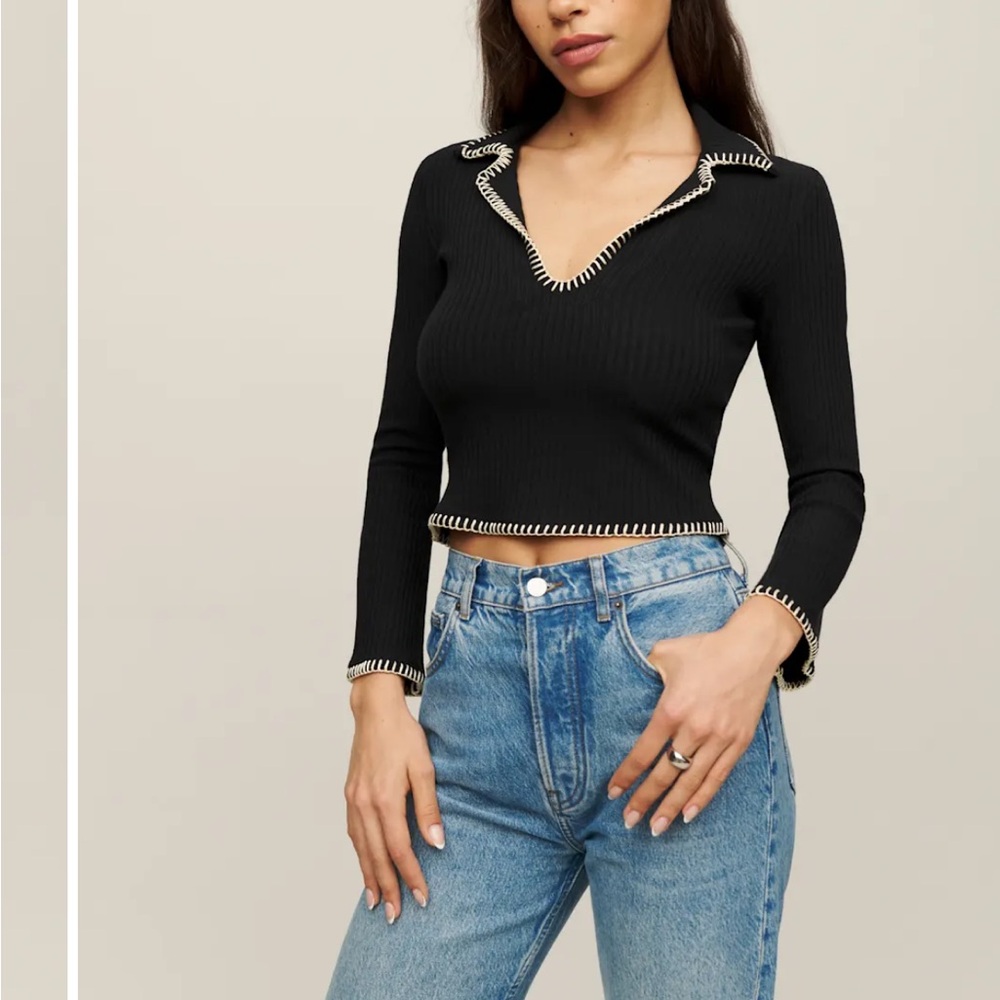 Reformation Nolen Knit Top Black - Size S - NWT